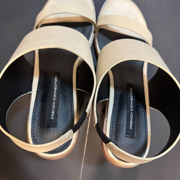 French Connection Lori Block Heel Dress Sandals Cream/Natural Woman Size 6.5 NEW - Picture 6 of 11